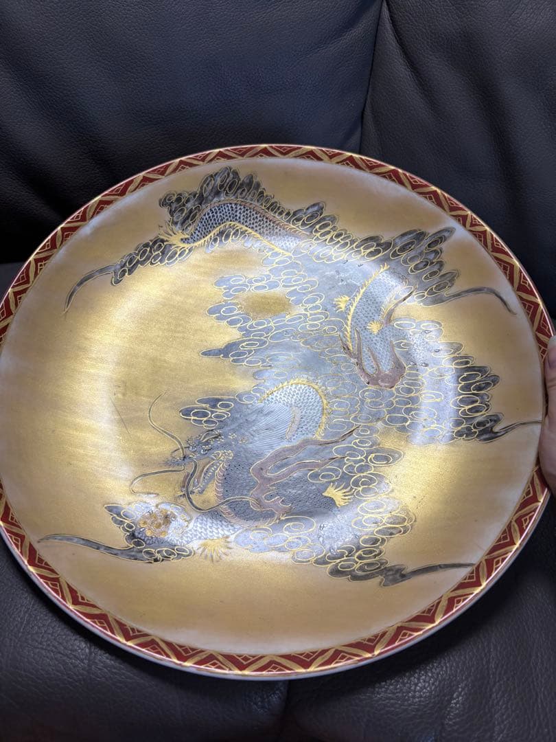 龍　皿　飾皿　置物　大皿　ゴールド