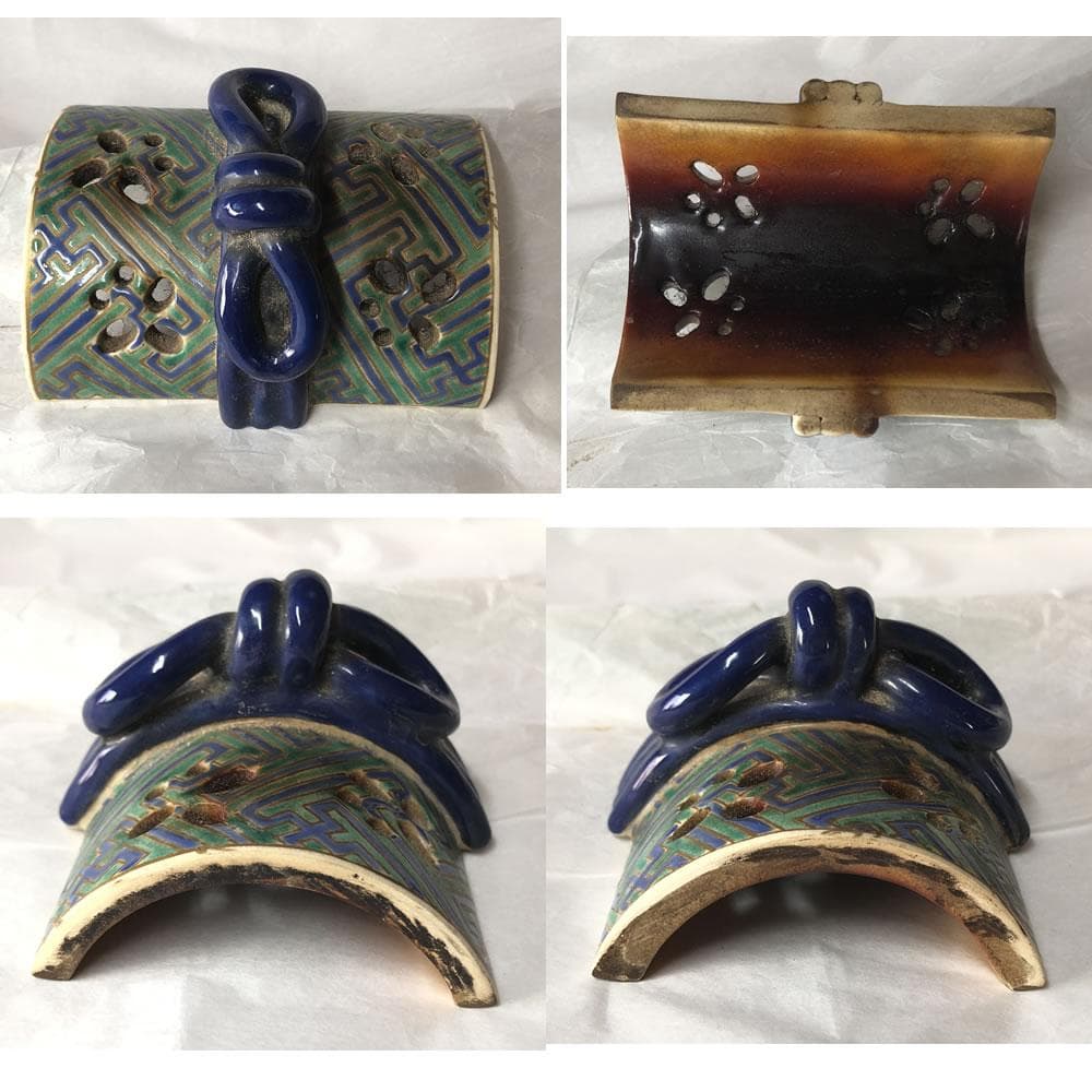 F1156 仁清 菊唐草文 巻物 香炉 巾25cm 茶道具