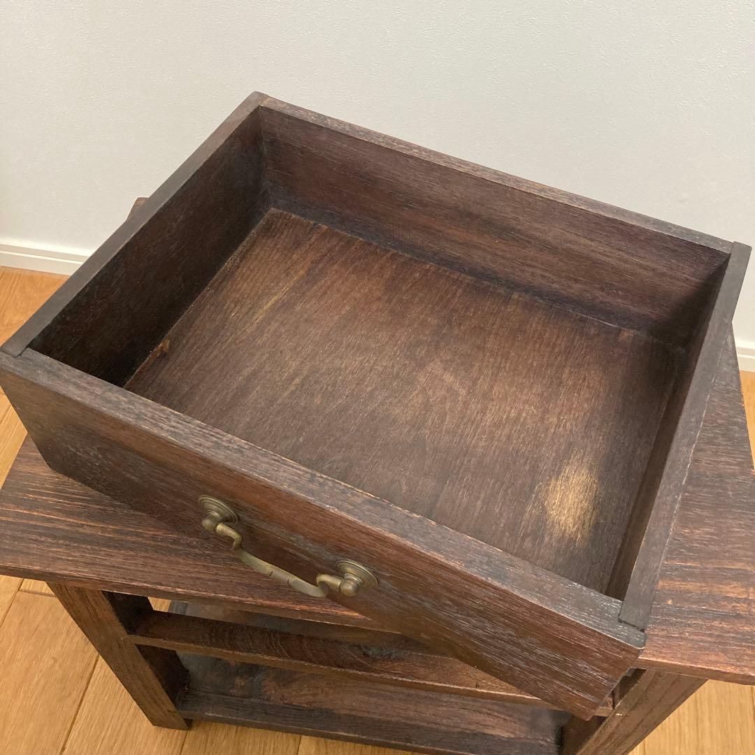 サイドテーブル チーク材 真鍮 ダークブラウン