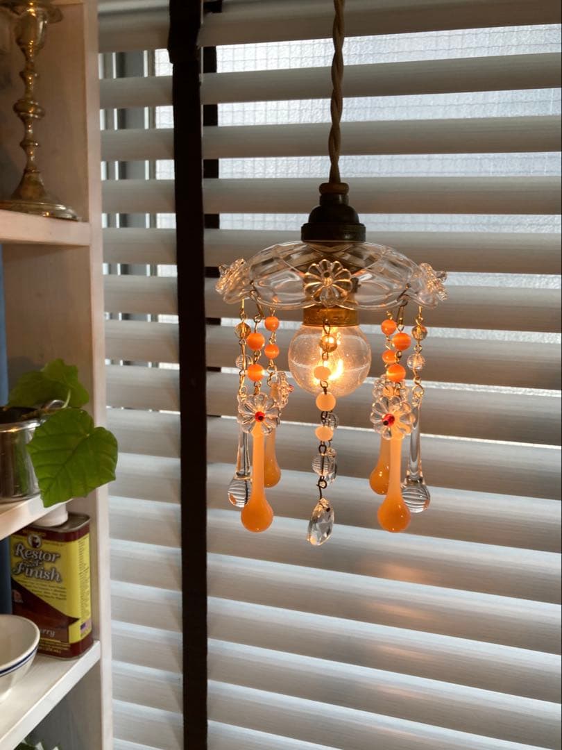 （専用）ミニシャンデリア　1920年　（オレンジドロップ）　オパリン　フランス