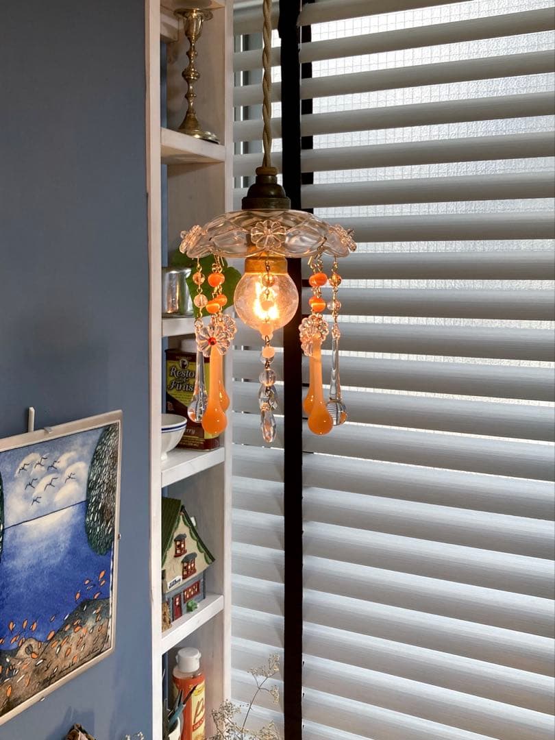 （専用）ミニシャンデリア　1920年　（オレンジドロップ）　オパリン　フランス