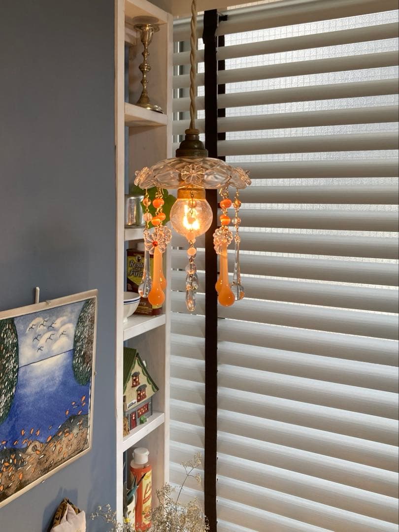 （専用）ミニシャンデリア　1920年　（オレンジドロップ）　オパリン　フランス