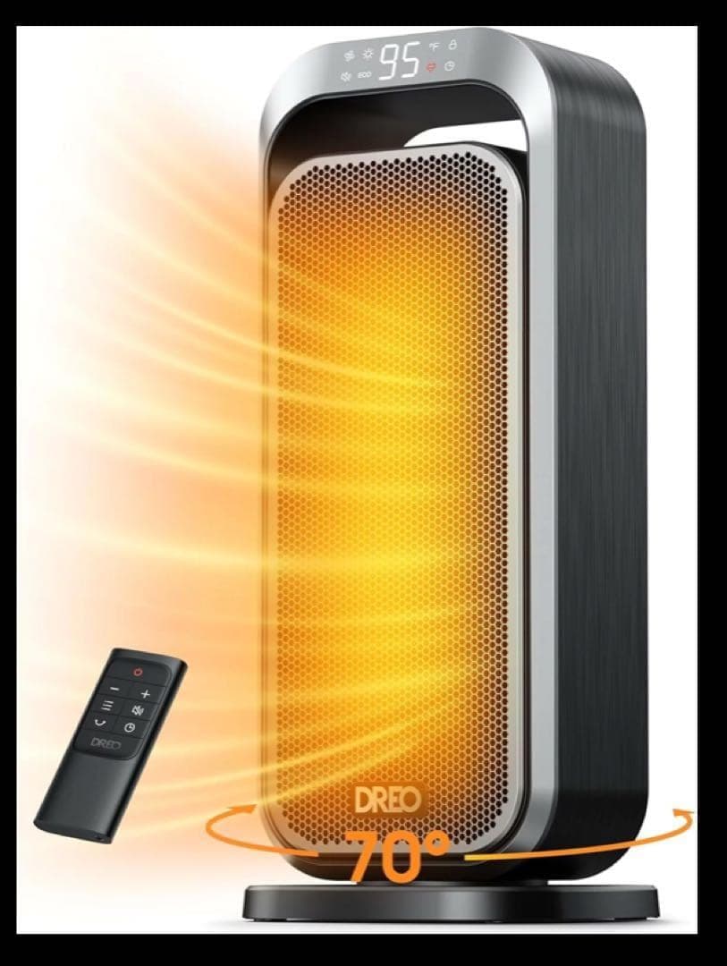 DREO 電気ヒーター リモコン付き 70°首振り