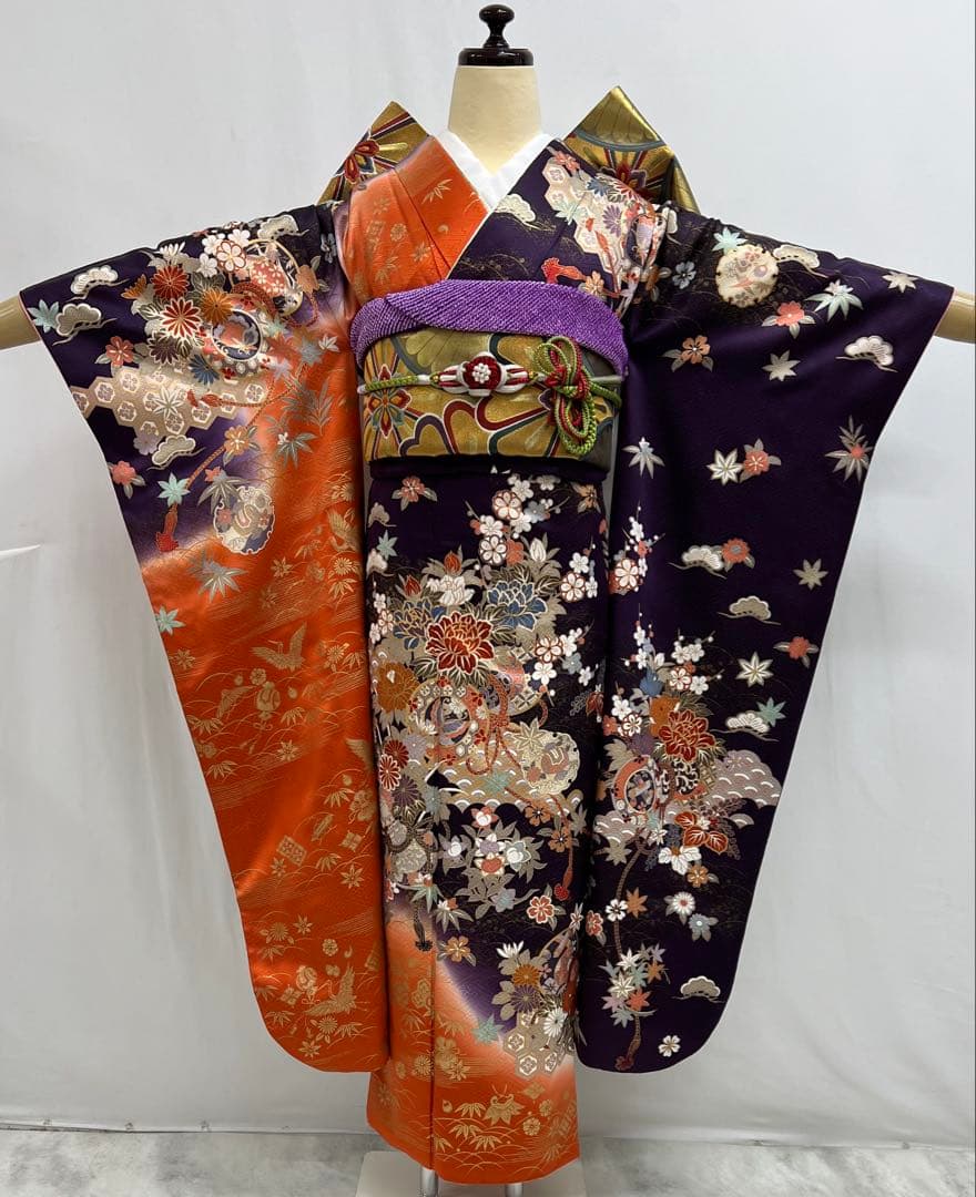 振り袖　フルセット　長襦袢付　染め分け　成人式　振袖　金彩加工　624