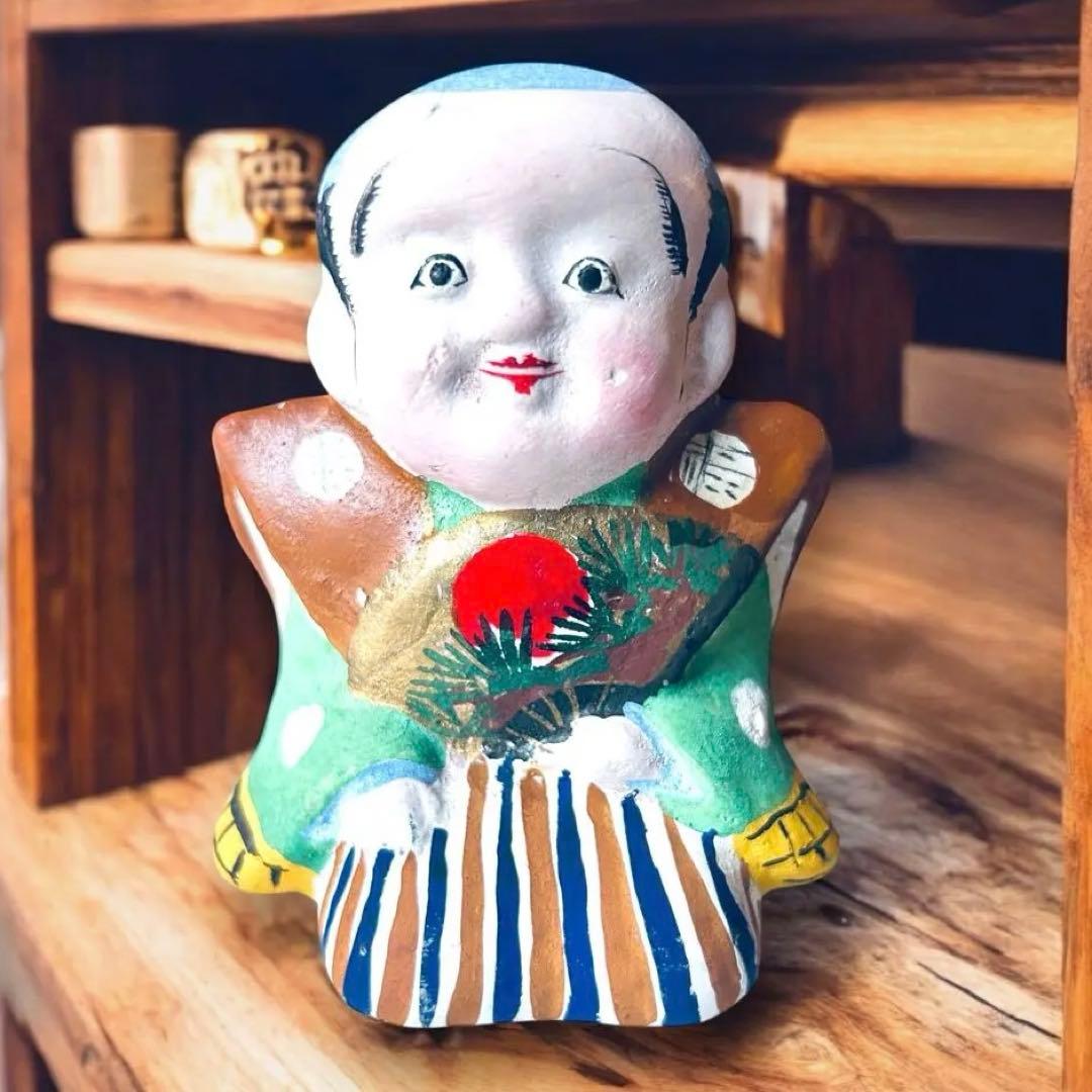 長野県 郷土玩具 中野人形 福助②中野土人形 奈良久雄 商売繁盛 福徳招来