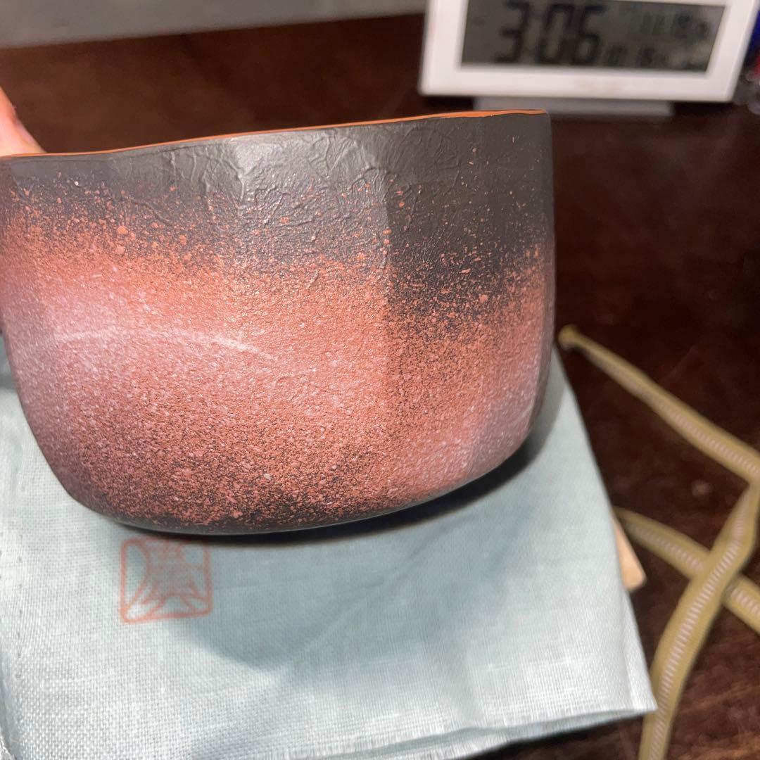 未使用 鯉江廣　茶碗 あけぼの彩　共箱 共布 略歴 茶道具 抹茶椀