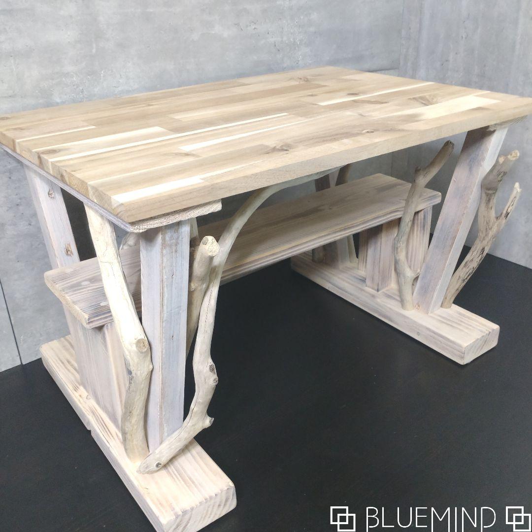 No.1099 化粧板がキレイなの流木の２段テーブル 流木インテリア