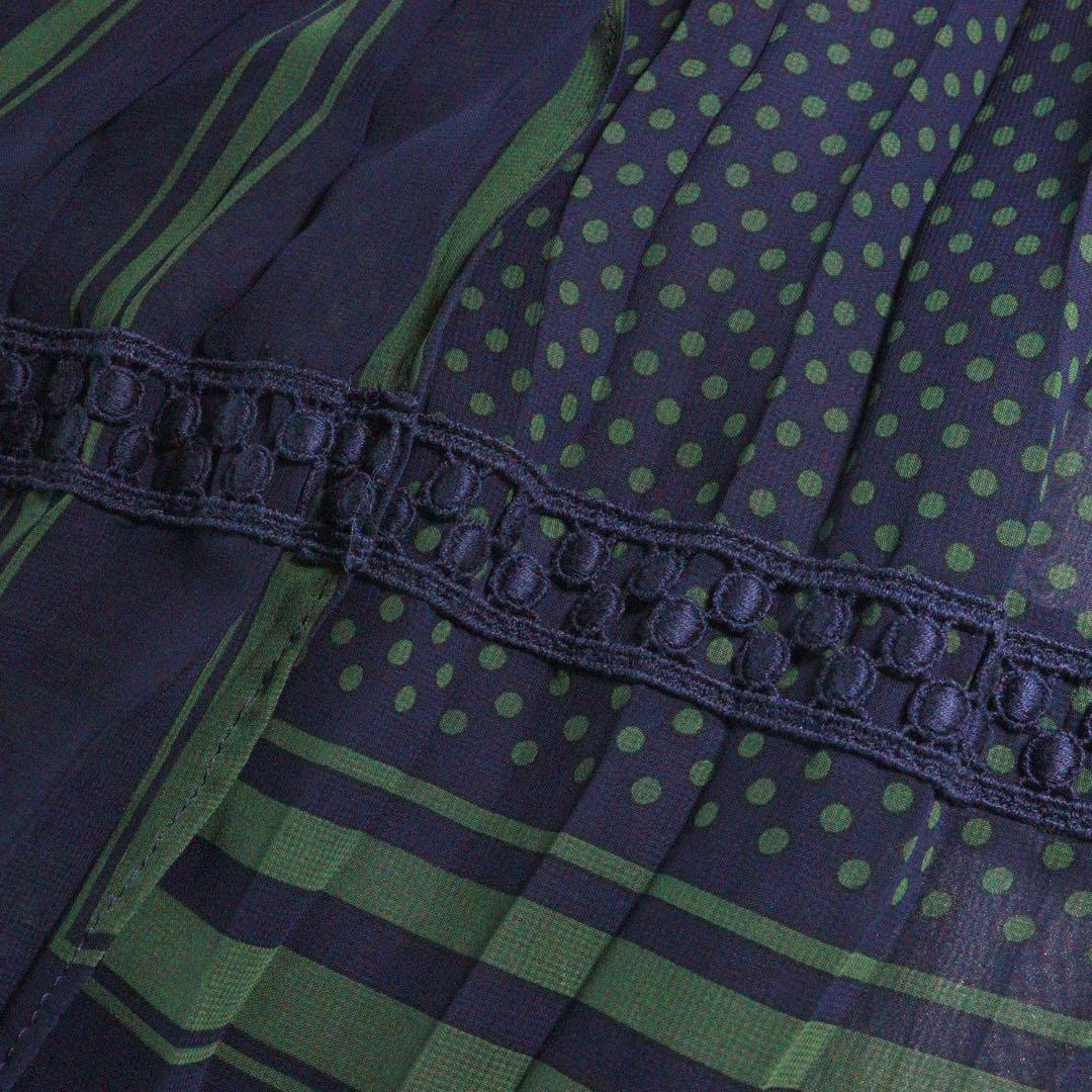 5240【極美品】サカイ　プリーツスカート ラップスカート ドット柄　M