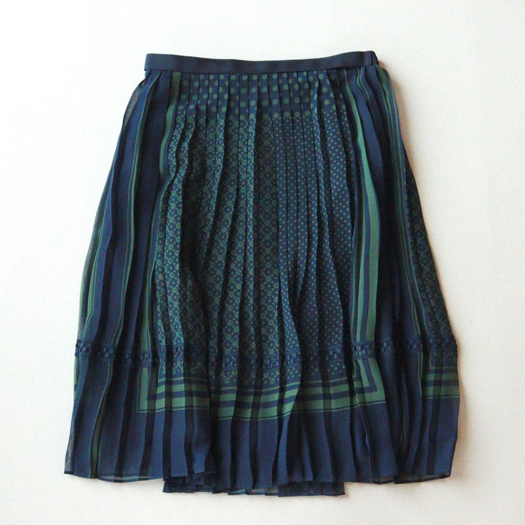 5240【極美品】サカイ　プリーツスカート ラップスカート ドット柄　M