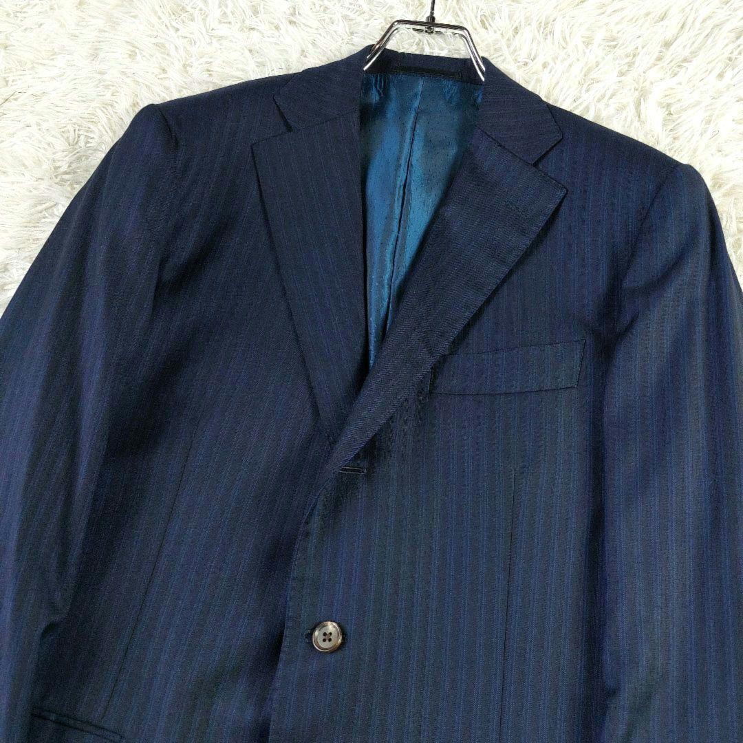 美品 ロロピアーナ ミケランジェロ シャドーストライプ柄3ピーススーツ ネイビー