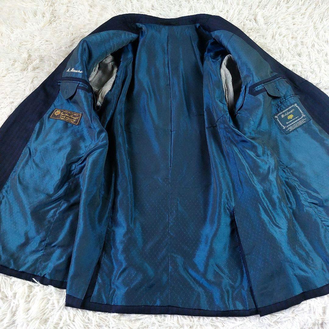 美品 ロロピアーナ ミケランジェロ シャドーストライプ柄3ピーススーツ ネイビー