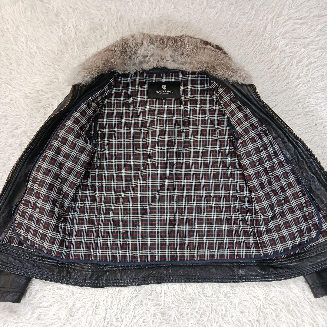 ✨美品✨ブラックレーベル　レザーライダース ラビットファー　ブラック　サイズM