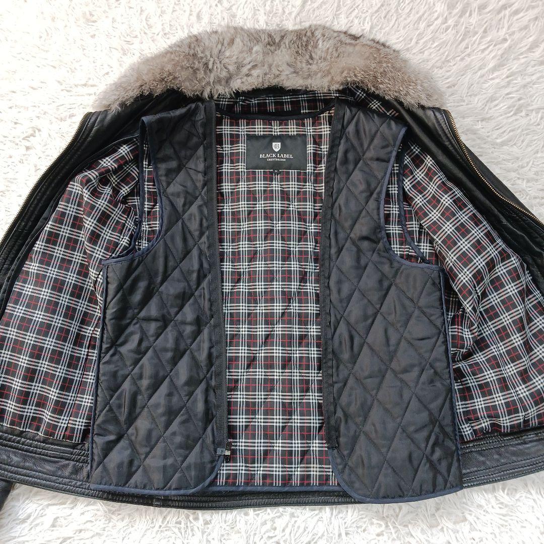 ✨美品✨ブラックレーベル　レザーライダース ラビットファー　ブラック　サイズM