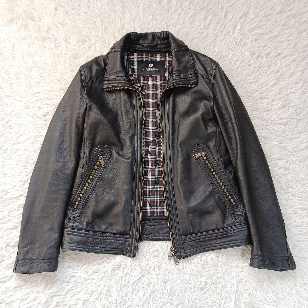 ✨美品✨ブラックレーベル　レザーライダース ラビットファー　ブラック　サイズM