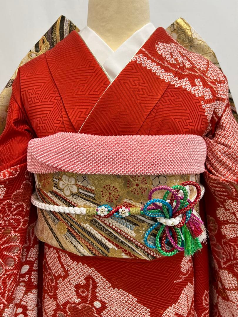 振り袖　フルセット　別誂長襦袢　ガード加工　金彩加工　刺繍入り　絞り入り　674