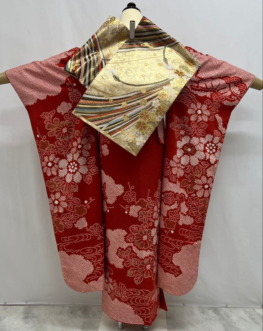 振り袖　フルセット　別誂長襦袢　ガード加工　金彩加工　刺繍入り　絞り入り　674