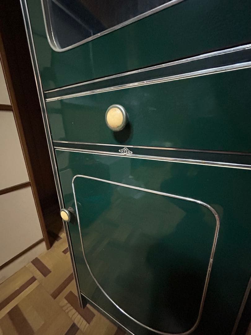 昭和レトロ 木製キャビネット ガラス扉付き 食器棚 収納棚