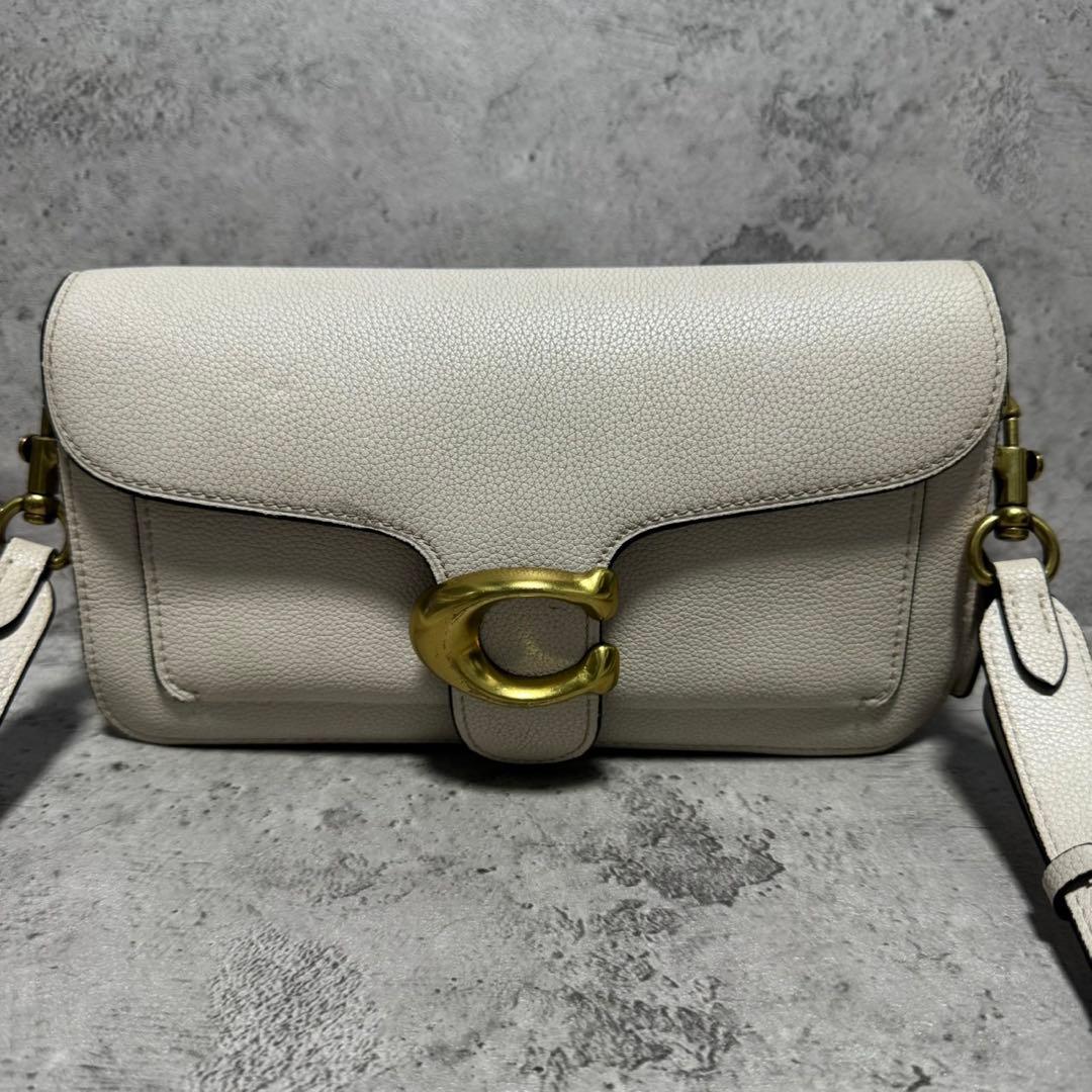 美品✨️コーチ ショルダーバッグ タビー シボ革 レザー アイボリー F3995
