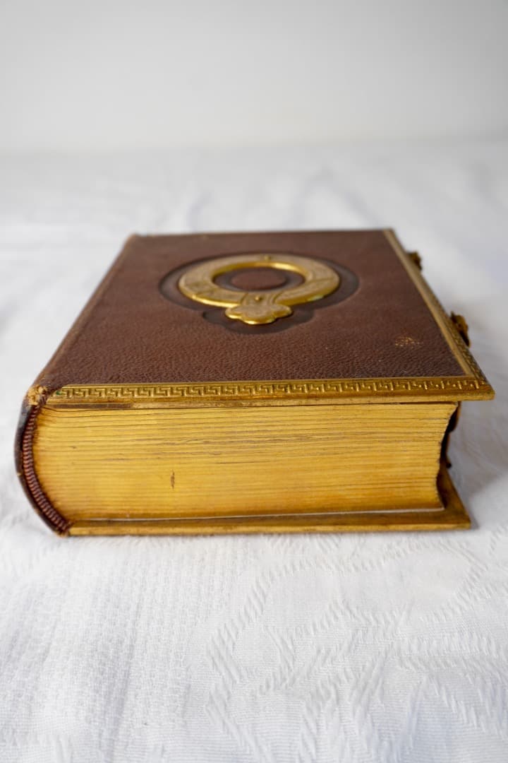フランス アンティーク 革製アルバム 真鍮装飾 19世紀