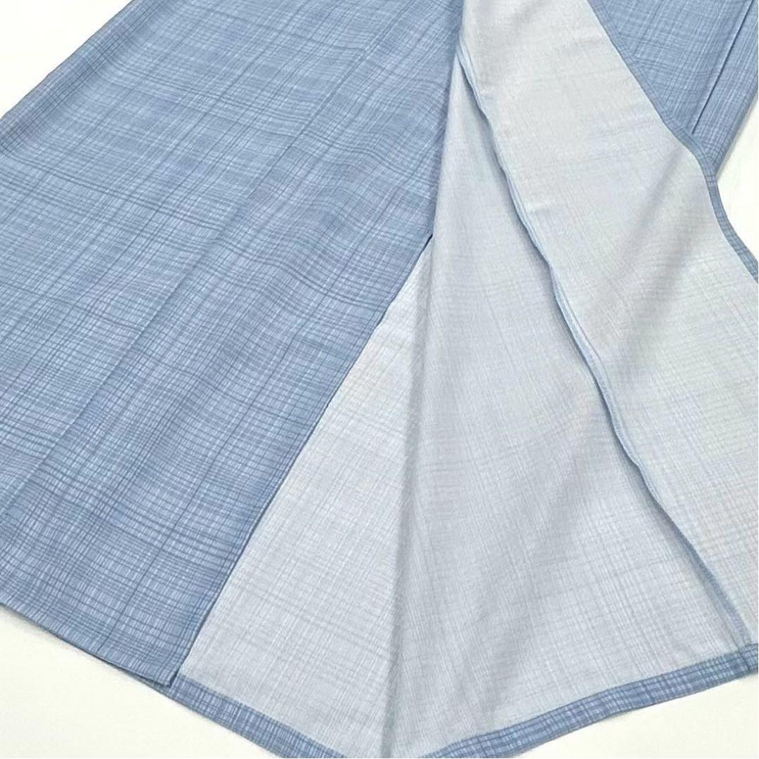 浴衣　夏　単着物　ブルーグレー　吸湿速乾　半幅帯　ターコイズ　2点　0630⑦