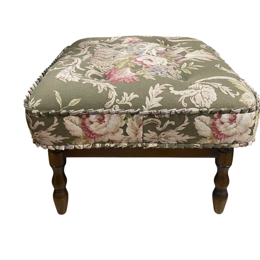 【現状品】カリモク コロニアル オットマン 花柄