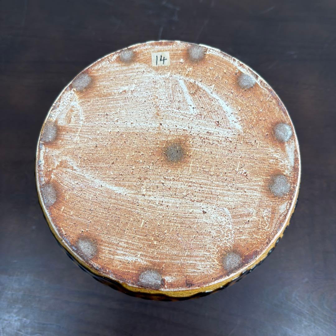 船木研兒　手付壺　黄釉　鹿