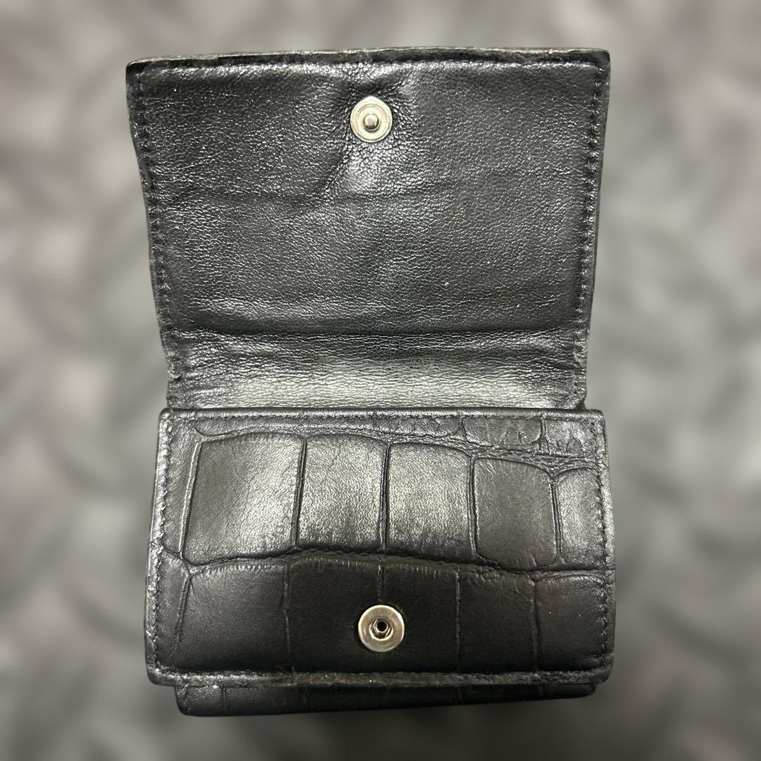 BALENCIAGA ブラック 三つ折り財布　クロコ柄