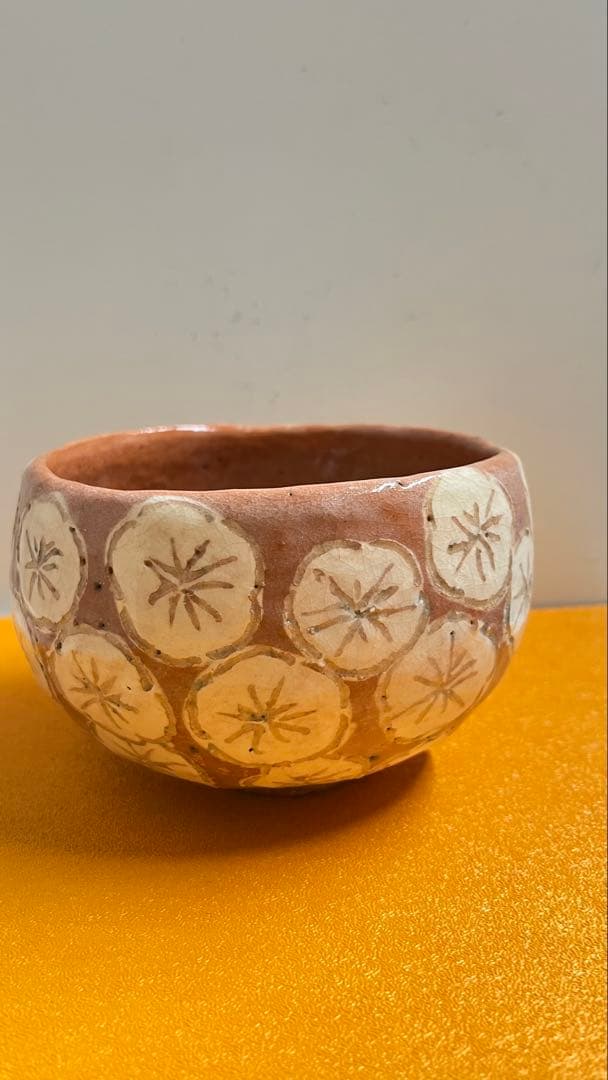 赤楽梅花紋茶碗　加藤晃樂造 共箱未使用