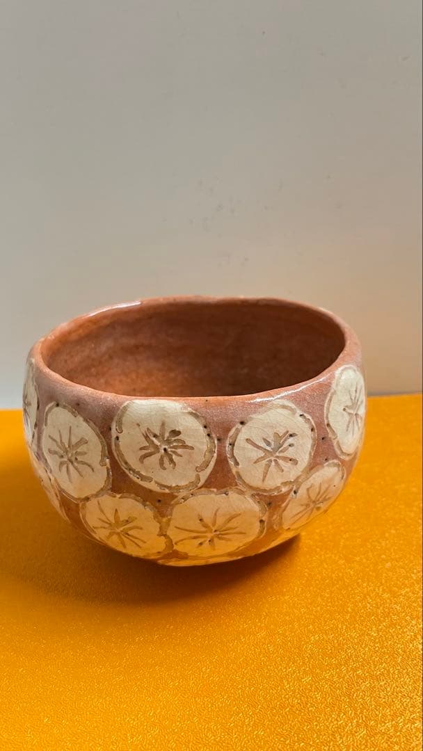 赤楽梅花紋茶碗　加藤晃樂造 共箱未使用
