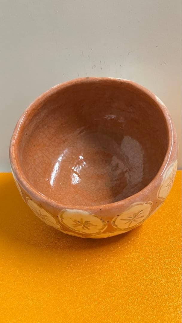 赤楽梅花紋茶碗　加藤晃樂造 共箱未使用