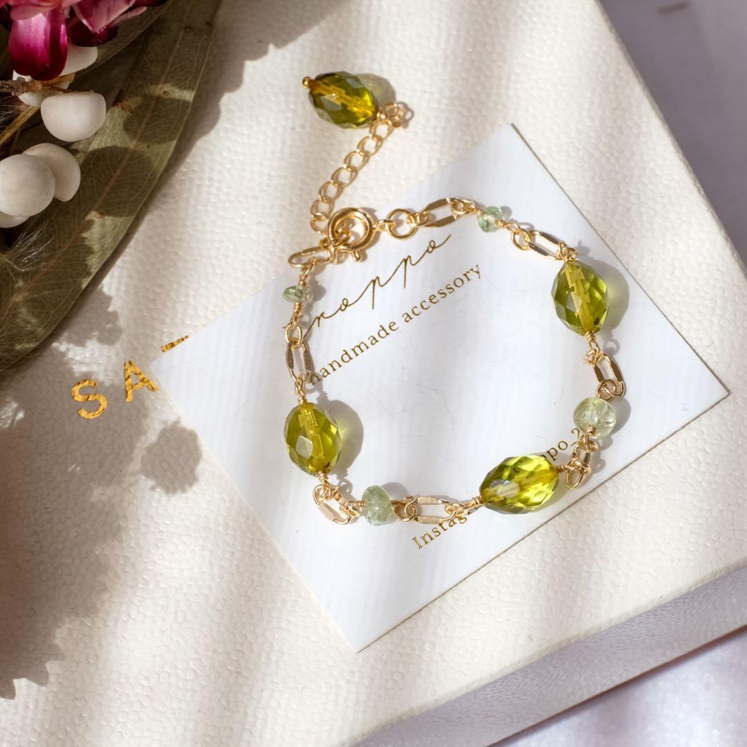 R✴︎H ♦︎14kgfグリーンアンバー・ミントガーネットブレスレット
