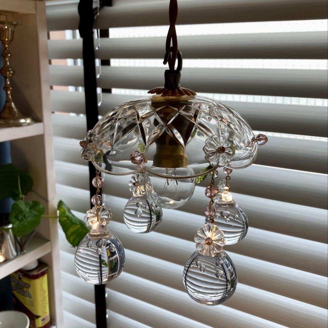 ミニシャンデリア（雫）1920年　フランス　アンティーク　ランプシェード