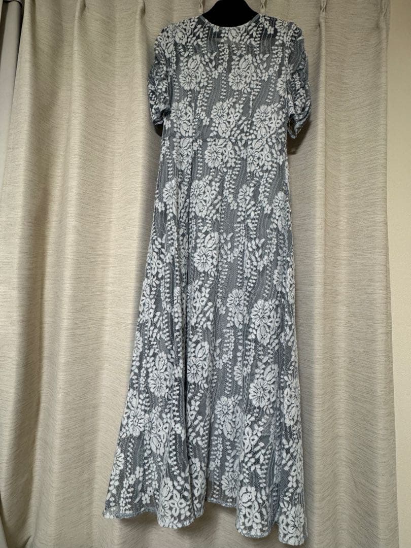 【オケージョンドレス】花柄レース ブルー