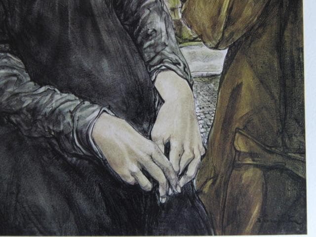 藤田嗣治、【若い女と浮浪者 】、希少な限定額装用画集画、新品高級額 額装付