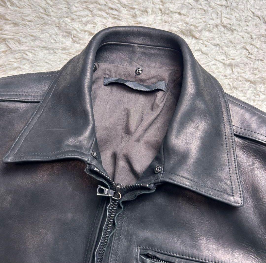 希少牛革riri ジップ レザー トリズラー ジャケット ブラック