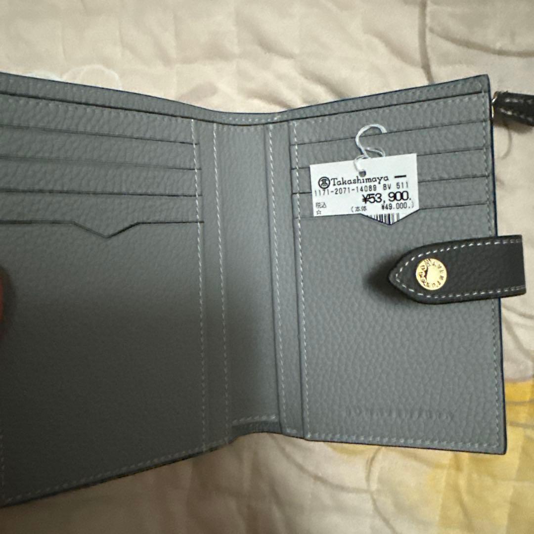 ダークグレー 二つ折り財布 本革