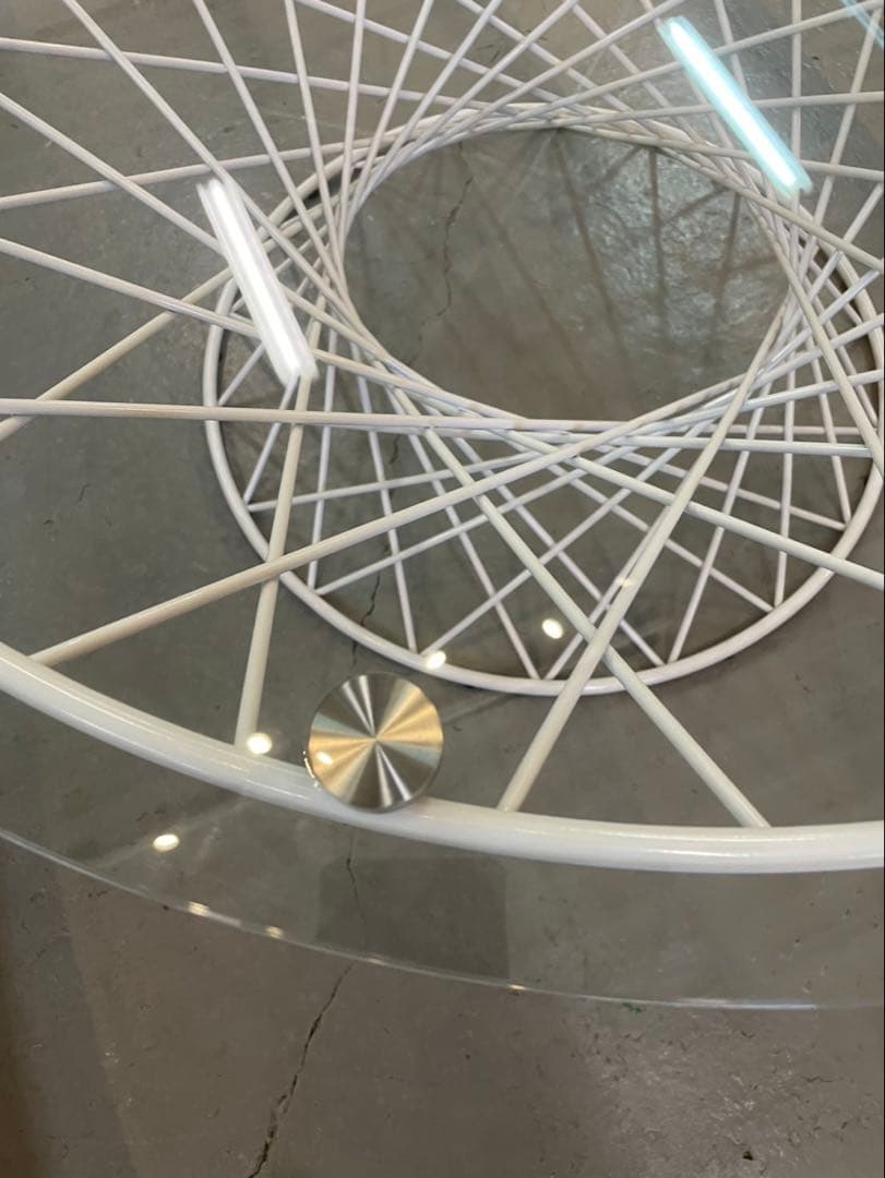 Francfranc マーリア コーヒーテーブル クリア×ホワイト（φ800）