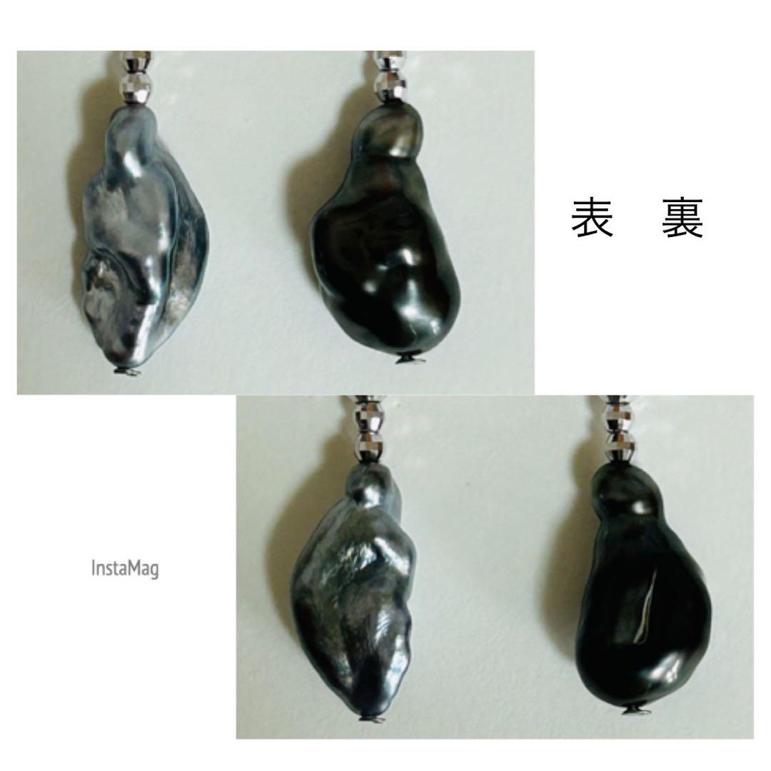 (M1203-1)K18WGタヒチ,南洋ケシパールアメリカンピアス