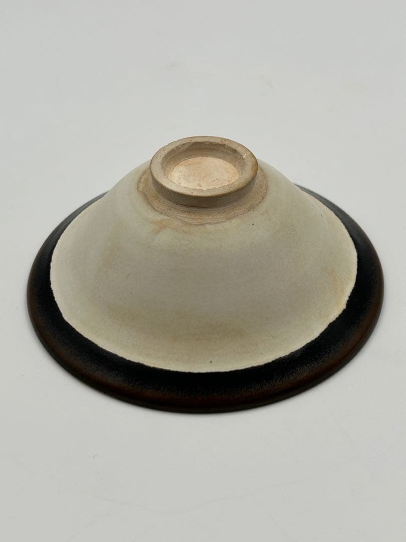 ★0053宋時代　河南窯 黒覆輪白釉碗 斗笠碗 ★天目茶碗 茶道具 茶器