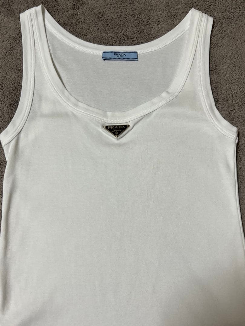 美品✨ PRADA リブニット タンクトップ ロゴ ジャージ