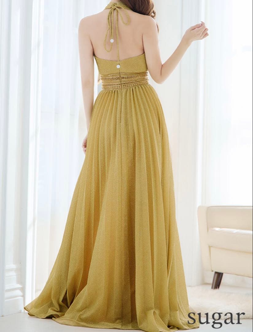 y*a様 リップライン/杉山佳那恵ちゃん着用 ラメプリーツAラインロングドレス