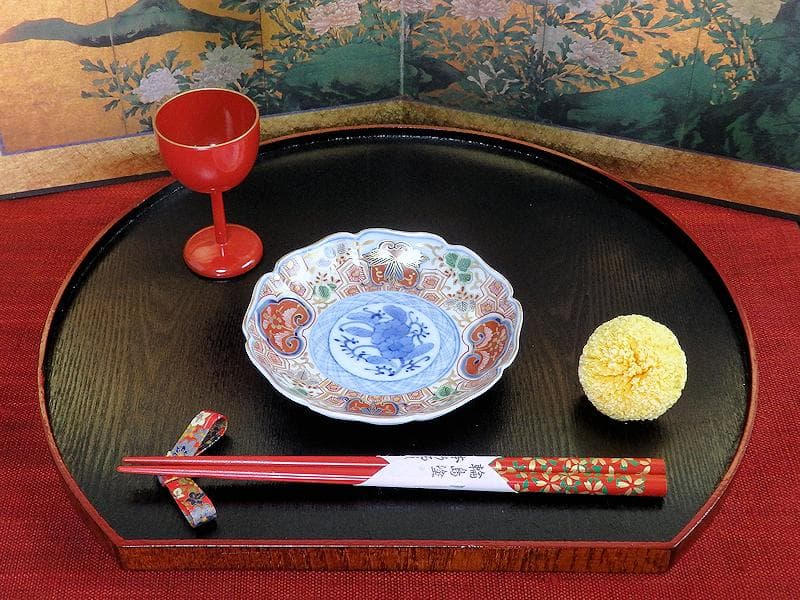 大聖寺伊万里　金襴手　草花に亀甲紋の図　４寸皿　５枚　233AS-CVy