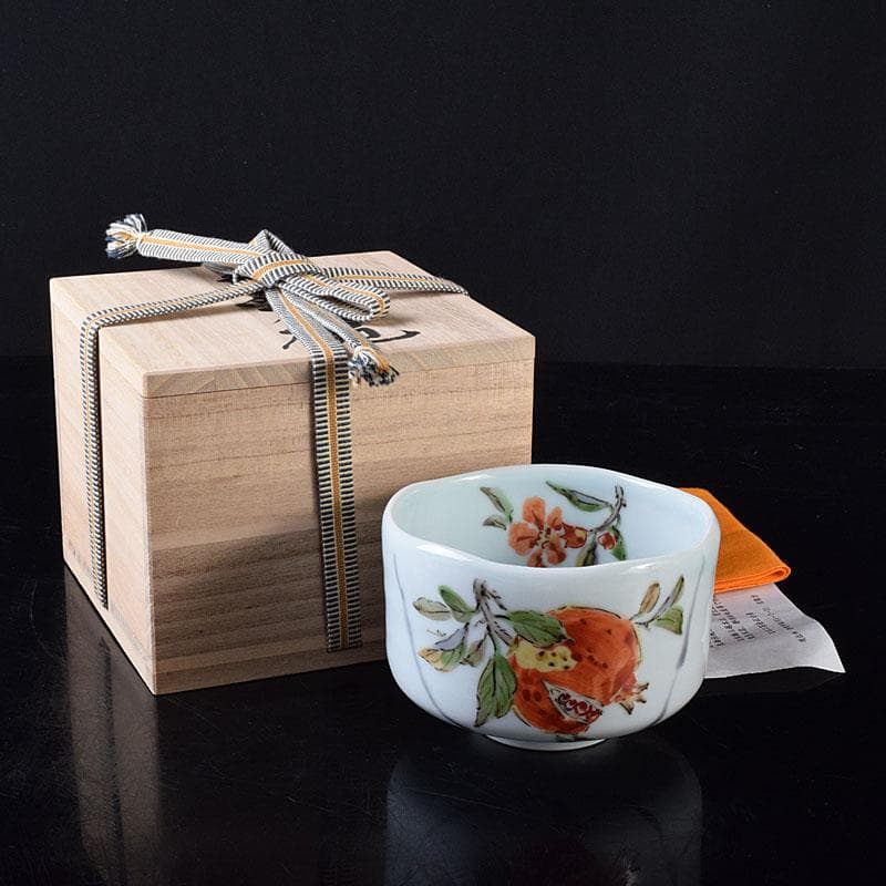 茶道具　森恵子作　色絵　柘榴文　茶碗　共箱　M　R7999