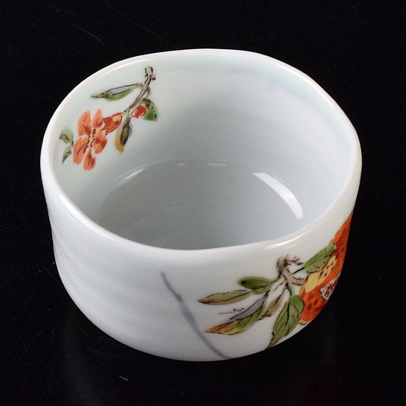 茶道具　森恵子作　色絵　柘榴文　茶碗　共箱　M　R7999