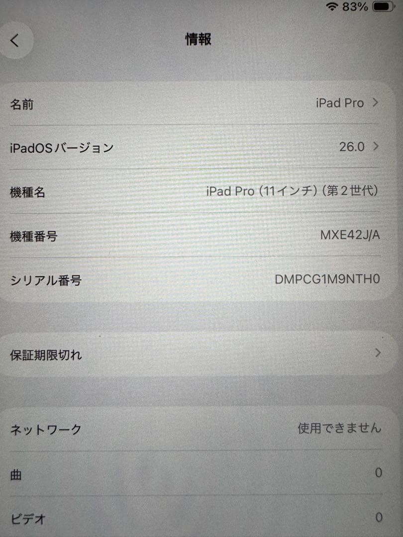 iPad Pro 11インチ 第2世代Wi-Fi+Cellular 256GB