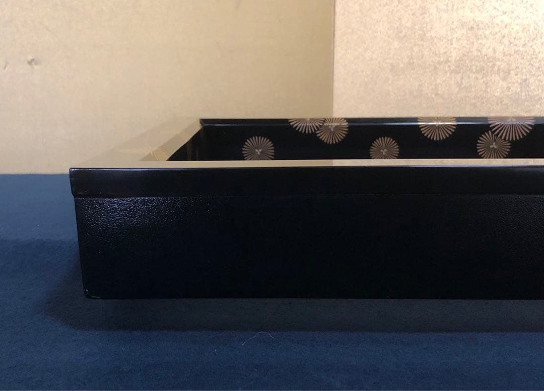 《R》茶道具 黒真塗 唐松蒔絵 炉縁 漆匠 春象造 共箱 260105か4