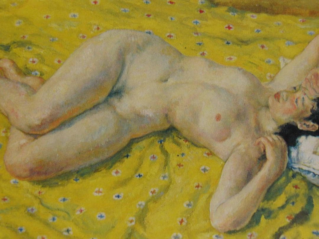 田辺至、【横臥裸婦】希少な額装用画集より、厳選、新品額装、マット額装付、状態良好