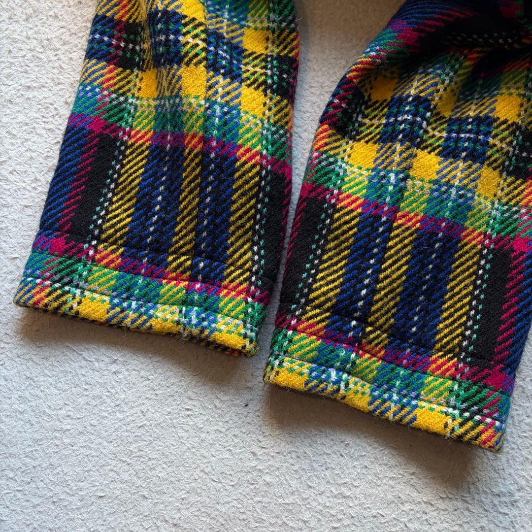 イヴサンローラン ウールコート ツイード タータンチェック マルチカラー 仏製