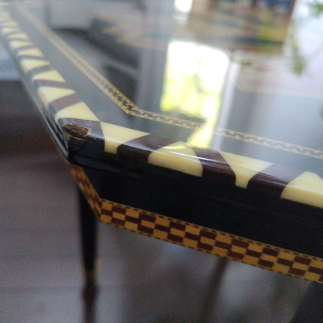 アンティーク 象嵌 寄木細工 天然木 ウッドテーブル 飾り台 レトロ