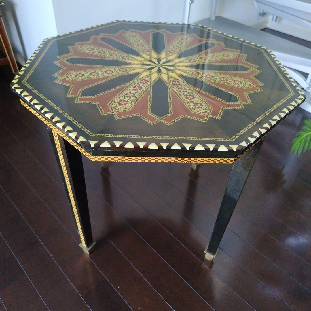 アンティーク 象嵌 寄木細工 天然木 ウッドテーブル 飾り台 レトロ